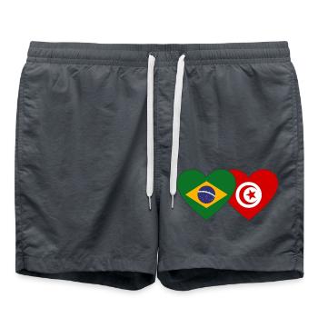 Brésil Tunisie Flag Coeur - Short de bain - charbon - Devant - AI Model Male 185 light (185cm)