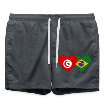 Tunisie Brésil Flag Coeur - Short de bain - charbon - Devant - AI Model Male 185 light (185cm)