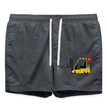Turkish forklift driver with cay and kebab - Swim Trunks - anthracite - Front - AI Model Male 185 light (185cm)