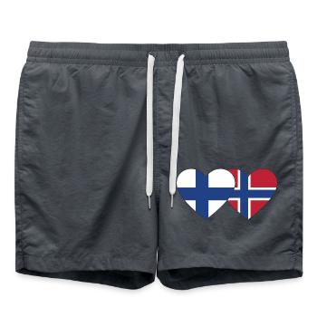 Finland Norway flag heart used - Swim Trunks - anthracite - Front - AI Model Male 185 light (185cm)