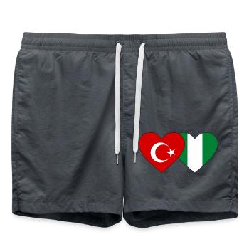 Turkey Nigeria Flag Heart - Swim Trunks - anthracite - Front - AI Model Male 185 light (185cm)