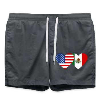 USA Meksiko Flagge Herz - Badeshorts - Anthrazit - Vorne - AI Model Male 185 light (185cm)