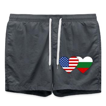 USA Bulgarien Flagge Herz - Badeshorts - Anthrazit - Vorne - AI Model Male 185 light (185cm)