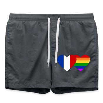 France Rainbow Flag - Swim Trunks - anthracite - Front - AI Model Male 185 light (185cm)
