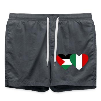 Palestine Italie drapeau coeur - Short de bain - charbon - Devant - AI Model Male 185 light (185cm)