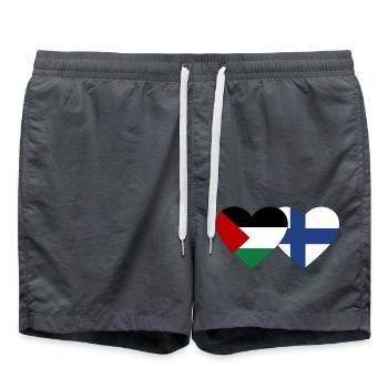 Palestine Finlande Drapeau Coeur - Short de bain - charbon - Devant - AI Model Male 185 light (185cm)