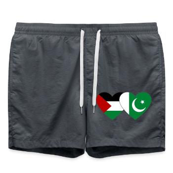 Palestine Pakistan drapeau coeur - Short de bain - charbon - Devant - AI Model Male 185 light (185cm)