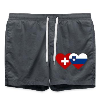 Suisse Slovénie Drapeau Cœur - Short de bain - charbon - Devant - AI Model Male 185 light (185cm)