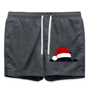 Kiwi the Cat - Xmas - Badeshorts - Anthrazit - Vorne - AI Model Male 185 light (185cm)