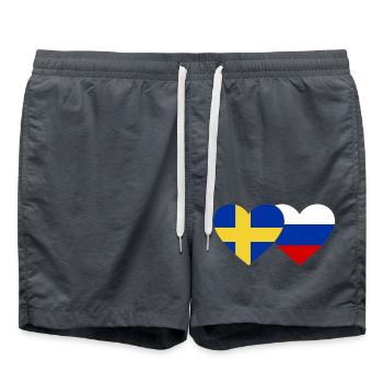 Schweden Russalnd Flagge Herz - Badeshorts - Anthrazit - Vorne - AI Model Male 185 light (185cm)