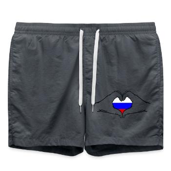 Russia Flag Hands Heart Shape - Swim Trunks - anthracite - Front - AI Model Male 185 light (185cm)