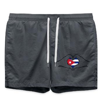 Drapeau de Cuba Aiguilles Forme De Coeur - Short de bain - charbon - Devant - AI Model Male 185 light (185cm)