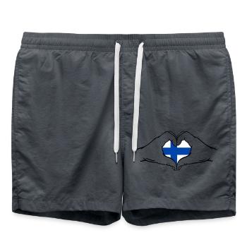 Drapeau de la Finlande Aiguilles en forme de coeur - Short de bain - charbon - Devant - AI Model Male 185 light (185cm)