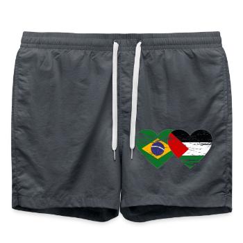 Brésil Palestine drapeau coeur utilisé - Short de bain - charbon - Devant - AI Model Male 185 light (185cm)