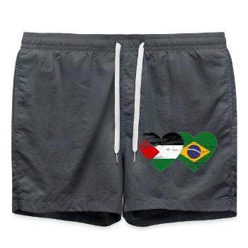 Palestine Brésil drapeau coeur utilisé - Short de bain - charbon - Devant - AI Model Male 185 light (185cm)