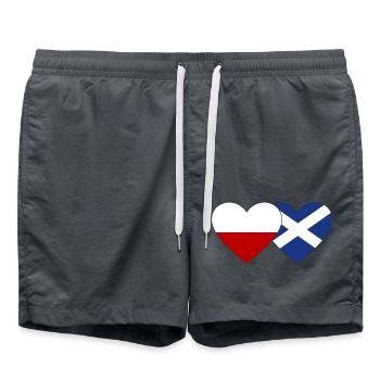 Pologne Ecosse Drapeau Coeur - Short de bain - charbon - Devant - AI Model Male 185 light (185cm)