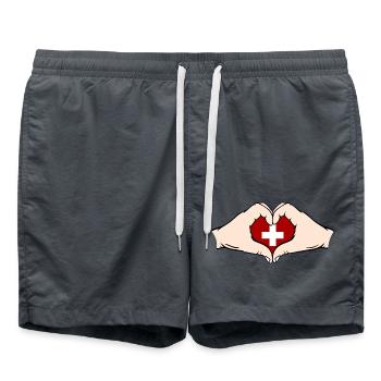 Suisse en forme de coeur avec les mains - Short de bain - charbon - Devant - AI Model Male 185 light (185cm)