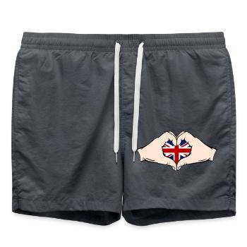England Herzform mit Hände - Badeshorts - Anthrazit - Vorne - AI Model Male 185 light (185cm)