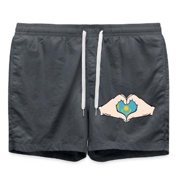 Kazakhstan en forme de coeur avec les mains - Short de bain - charbon - Devant - AI Model Male 185 light (185cm)