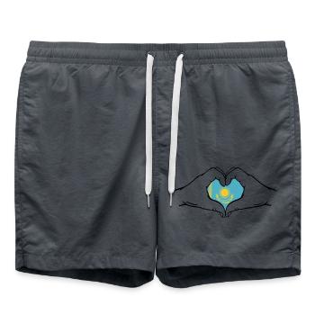 Kazakhstan en forme de coeur avec les mains - Short de bain - charbon - Devant - AI Model Male 185 light (185cm)