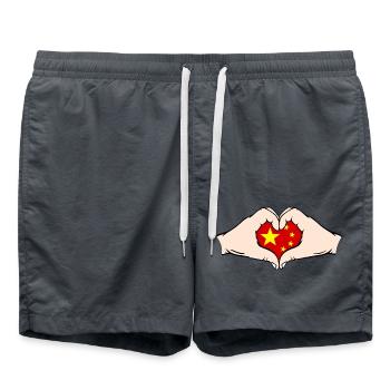 Chine en forme de coeur avec des mains - Short de bain - charbon - Devant - AI Model Male 185 light (185cm)