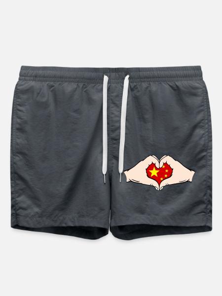 China Heart Shape with Hands - Swim Trunks - anthracite