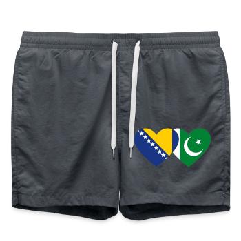 Bosnie Pakistan drapeau coeur - Short de bain - charbon - Devant - AI Model Male 185 light (185cm)