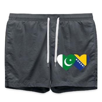 Pakistan Bosnie drapeau coeur - Short de bain - charbon - Devant - AI Model Male 185 light (185cm)