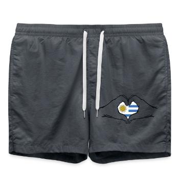 Uruguay Herzform mit Hände - Badeshorts - Anthrazit - Vorne - AI Model Male 185 light (185cm)