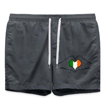 Ireland Heart Shape - Swim Trunks - anthracite - Front - AI Model Male 185 light (185cm)