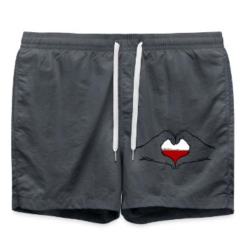 Drapeau de la Pologne en forme de coeur - Short de bain - charbon - Devant - AI Model Male 185 light (185cm)