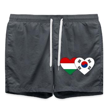 Hongrie Corée du Sud Drapeau Coeur - Short de bain - charbon - Devant - AI Model Male 185 light (185cm)