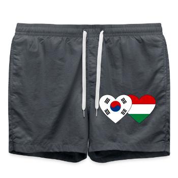 Corée du Sud Hongrie Drapeau Coeur - Short de bain - charbon - Devant - AI Model Male 185 light (185cm)