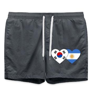 South Korea Argentina Flag Heart - Swim Trunks - anthracite - Front - AI Model Male 185 light (185cm)