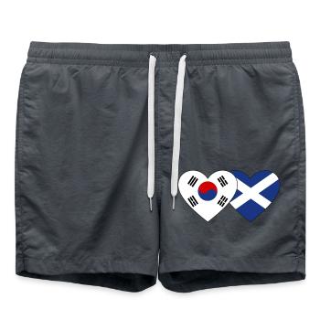South Korea Scotland Flag Heart - Swim Trunks - anthracite - Front - AI Model Male 185 light (185cm)