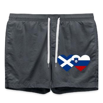 Scotland Slovenia Flag Heart - Swim Trunks - anthracite - Front - AI Model Male 185 light (185cm)