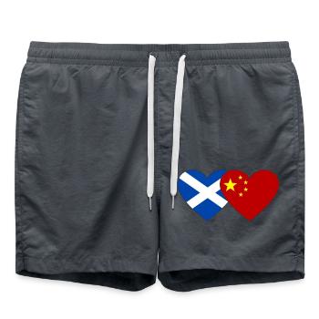 Ecosse Chine drapeau coeur - Short de bain - charbon - Devant - AI Model Male 185 light (185cm)