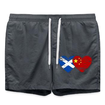 Ecosse Chine drapeau coeur utilisé - Short de bain - charbon - Devant - AI Model Male 185 light (185cm)