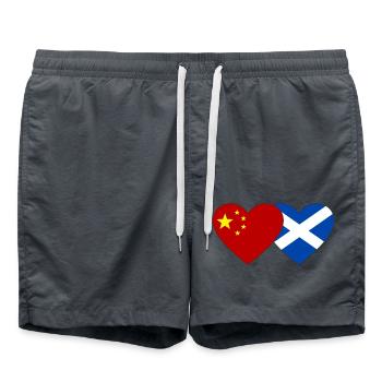 Ecosse Chine drapeau coeur - Short de bain - charbon - Devant - AI Model Male 185 light (185cm)