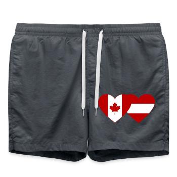 Coeur de drapeau Canada Autriche - Short de bain - charbon - Devant - AI Model Male 185 light (185cm)