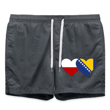 Poland Bosnia Flag Heart - Swim Trunks - anthracite - Front - AI Model Male 185 light (185cm)