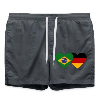 Brazil Germany Flag Heart - Swim Trunks - anthracite - Front - AI Model Male 185 light (185cm)