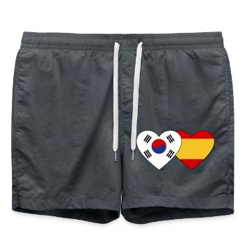Südkorea Spanien Flagge Herz - Badeshorts - Anthrazit - Vorne - AI Model Male 185 light (185cm)