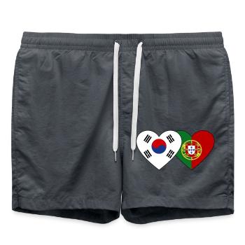 Corée du Sud Portugal Drapeau Coeur - Short de bain - charbon - Devant - AI Model Male 185 light (185cm)