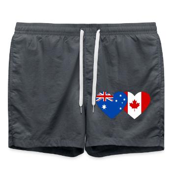Australie Canada drapeau coeur - Short de bain - charbon - Devant - AI Model Male 185 light (185cm)
