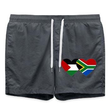 Palestine Afrique du Sud Drapeau Coeur - Short de bain - charbon - Devant - AI Model Male 185 light (185cm)