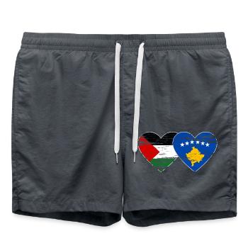 Palestine Kosovo drapeau coeur utilisé - Short de bain - charbon - Devant - AI Model Male 185 light (185cm)