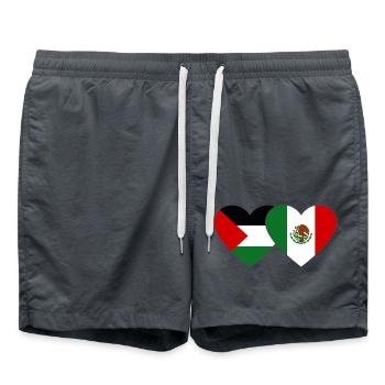 Palestine Mexique drapeau coeur utilisé - Short de bain - charbon - Devant - AI Model Male 185 light (185cm)