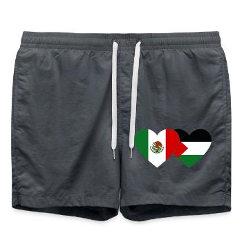 Mexique Palestine drapeau coeur - Short de bain - charbon - Devant - AI Model Male 185 light (185cm)