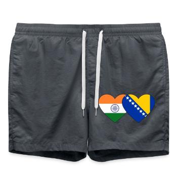 Indien Bosnien Flagge Herz - Badeshorts - Anthrazit - Vorne - AI Model Male 185 light (185cm)